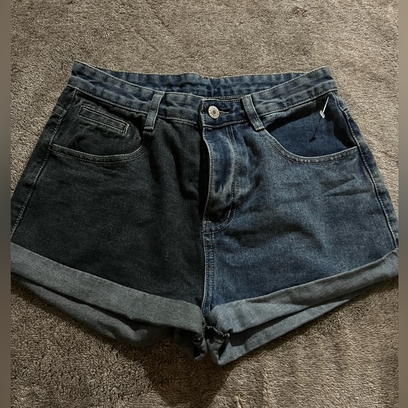 SHEIN Shorts Dark Wash Half And Half Jean Shorts Poshmark